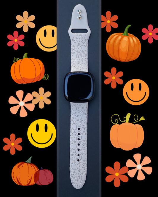 Pumpkin Smiley Fitbit Versa 3/Versa 4/Sense/Sense 2 Watch Band