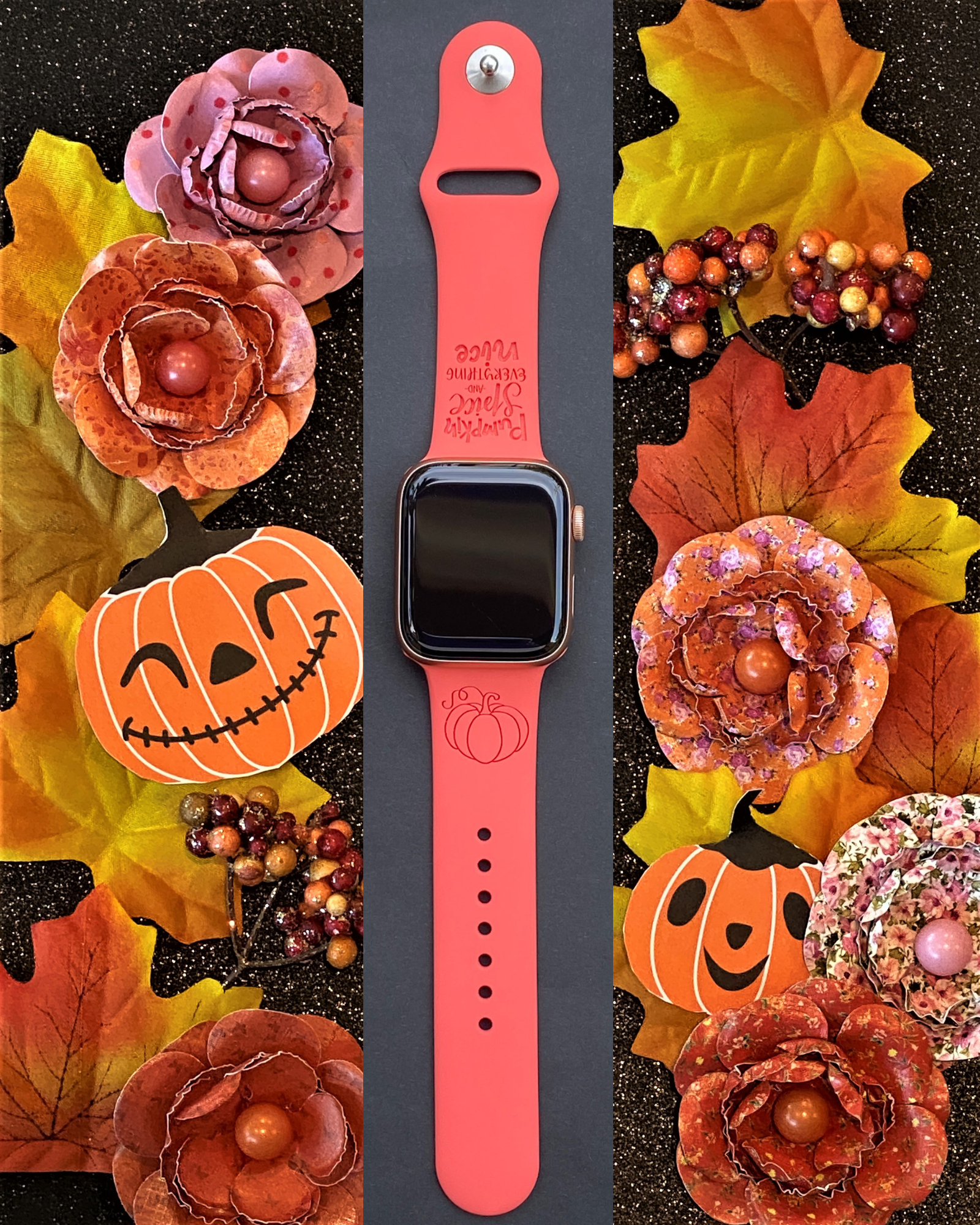 Pumpkin Spice Apple Watch Silicone Engraved Band Lux Bands Shop