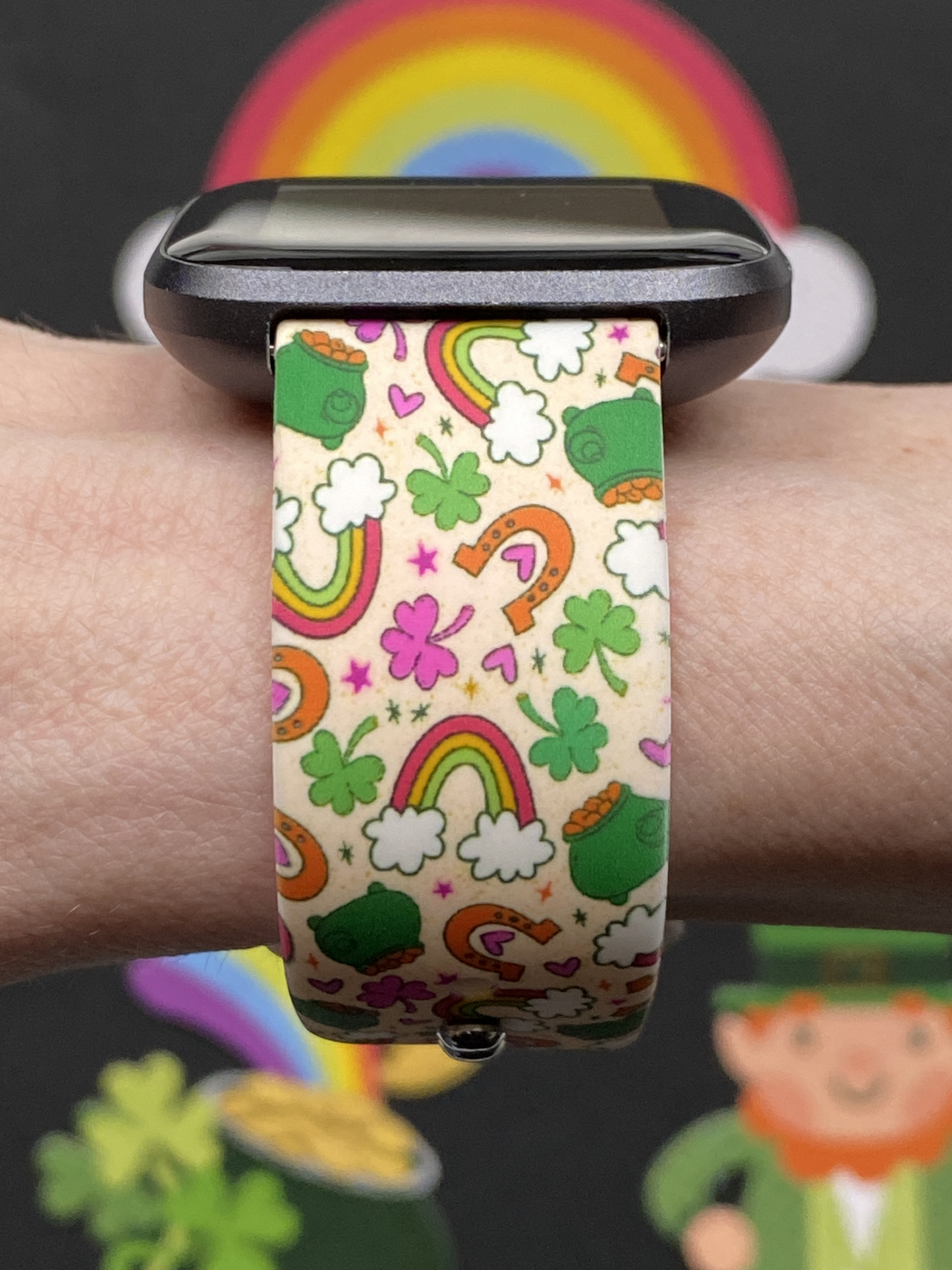 St. Patrick's Day Rainbow Clover Fitbit Versa 1/2 Watch Band