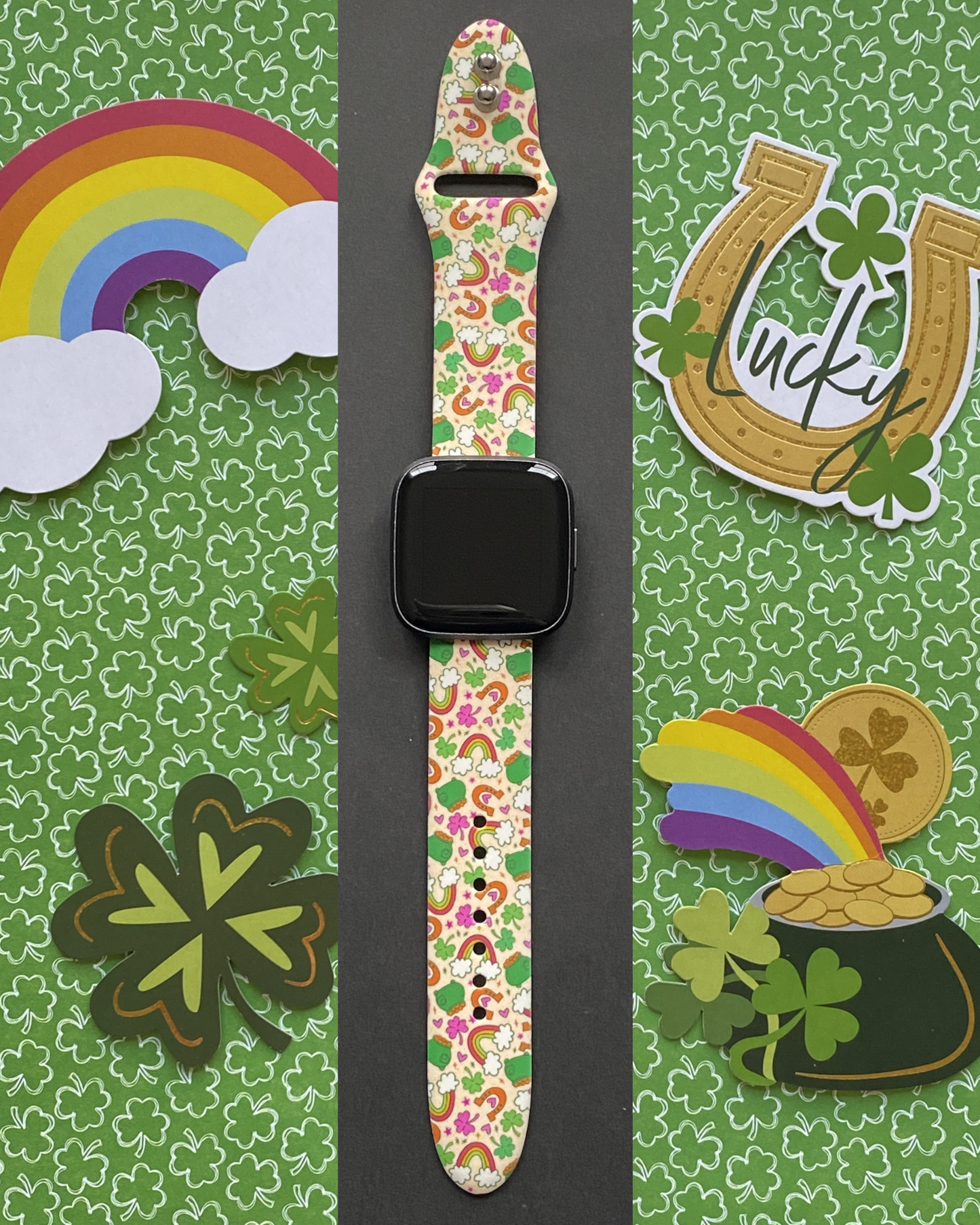 St. Patrick's Day Rainbow Clover Fitbit Versa 1/2 Watch Band