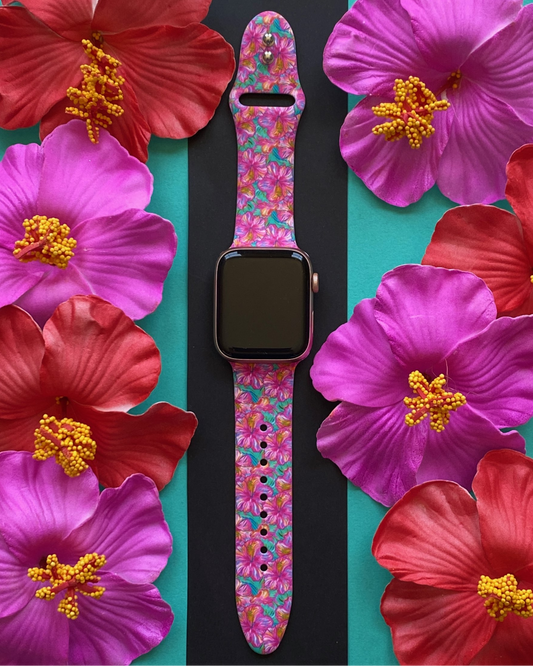 Rainbow Hibiscus Watch Band For Apple Watch