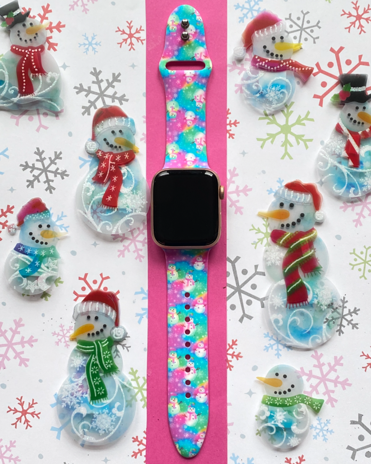 Colorful Snowman Watch Band For Apple Watch