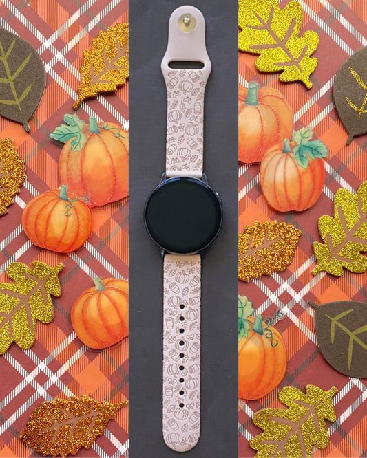 Autumn Pumpkins and Bows 20mm Samsung Galaxy Watch Band