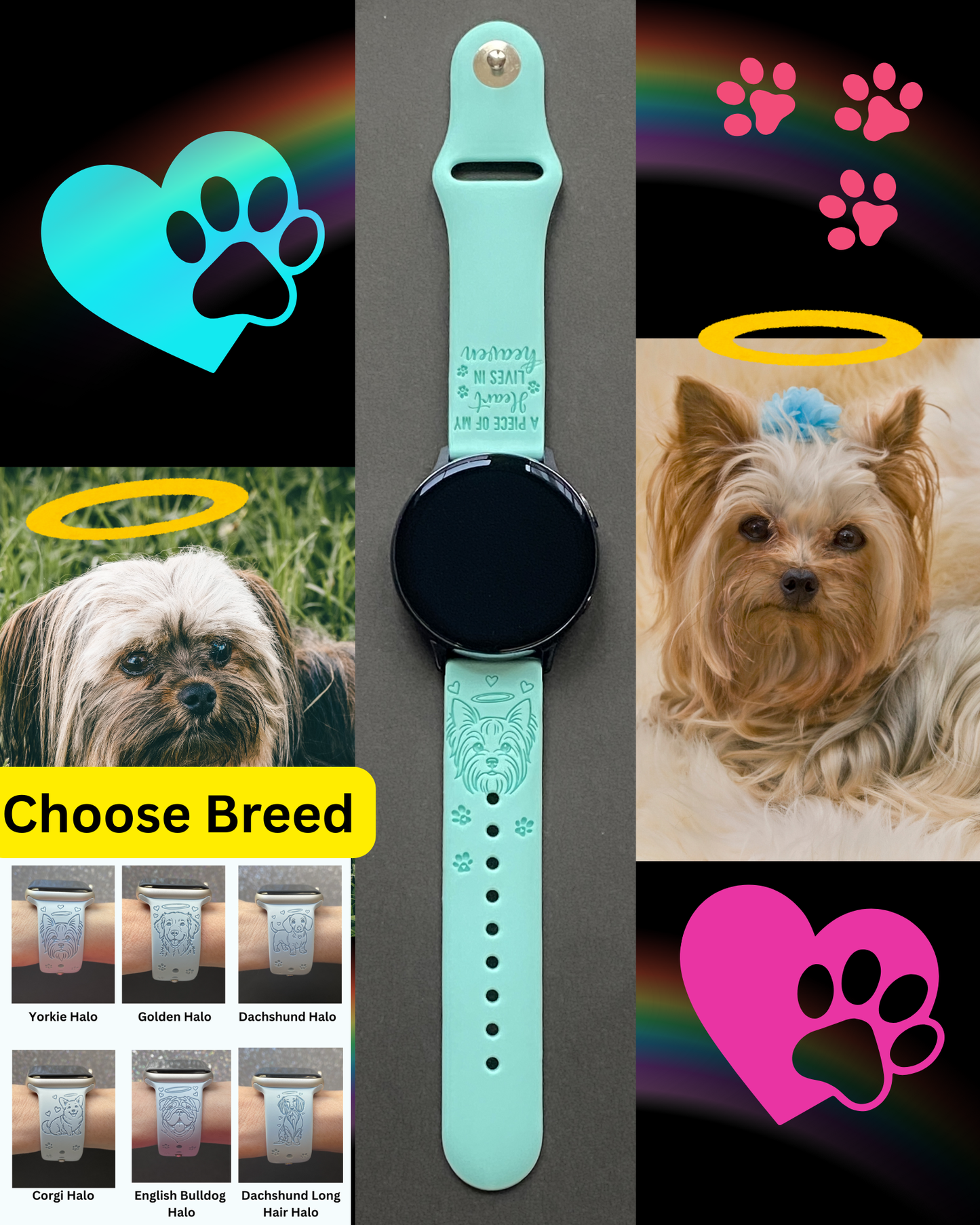 Rainbow Bridge Dog Breed 20mm Samsung Galaxy Watch Band