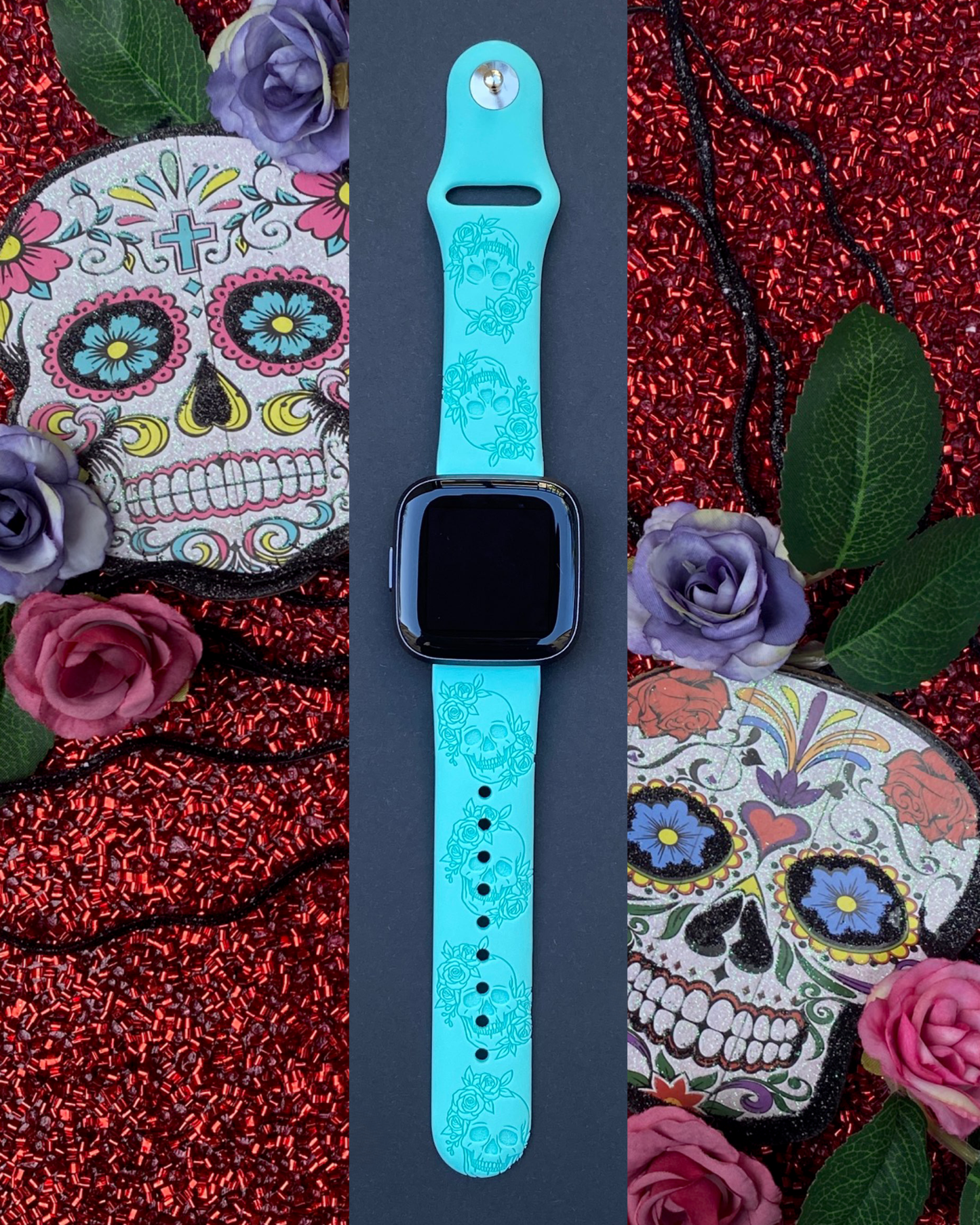 Skull and Roses Fitbit Versa 1/2 Watch Band