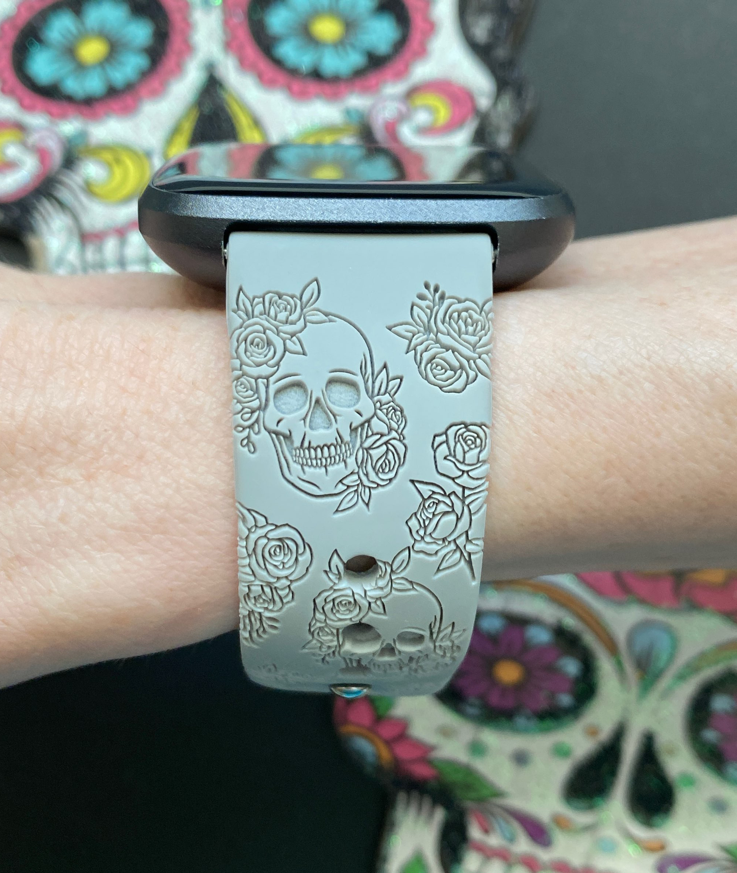 Skull and Roses Fitbit Versa 1/2 Watch Band