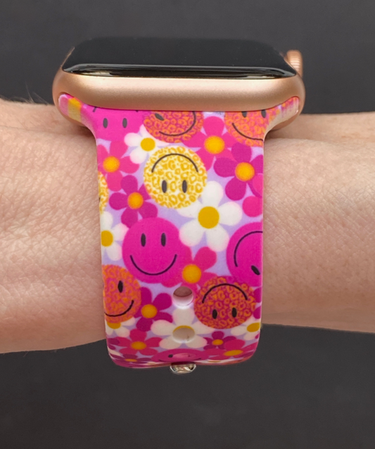 Pink Smiley Floral Apple Watch Band