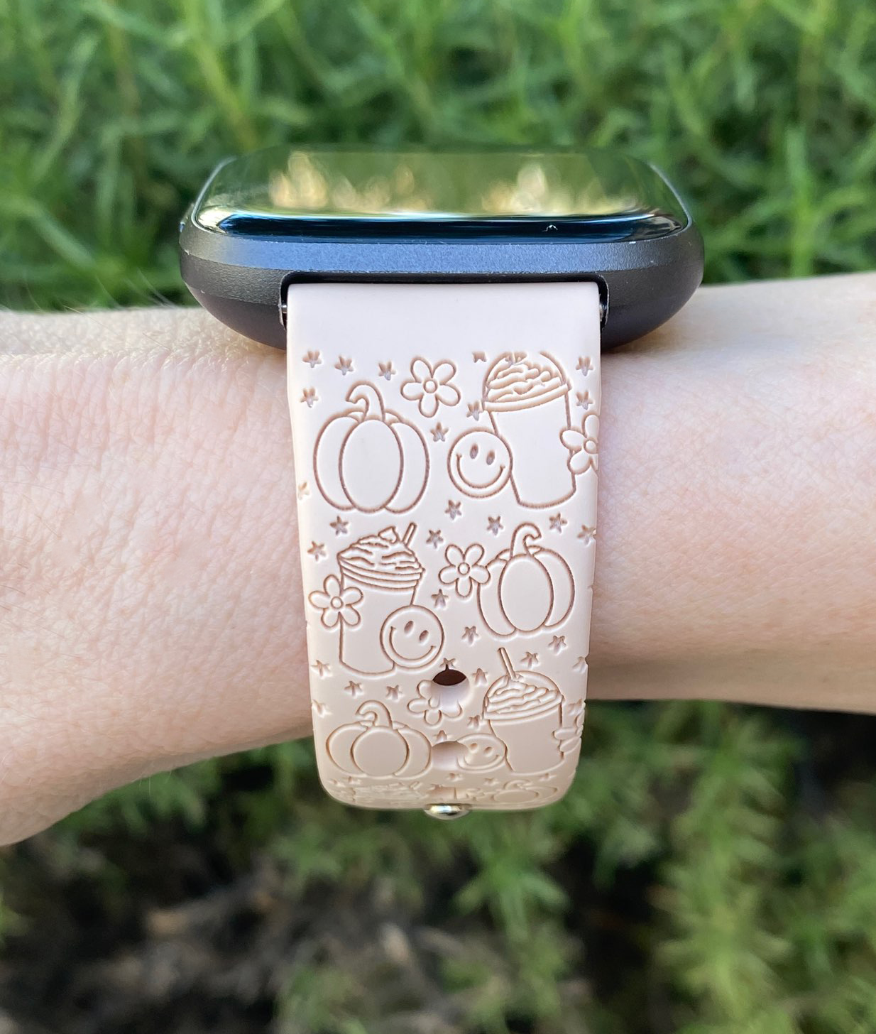 Pumpkin Latte Smiley Fitbit Versa 1/2 Watch Band