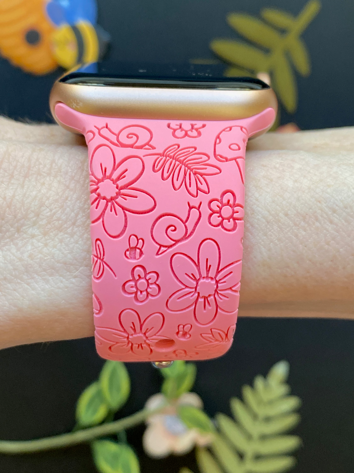 Spring Blooms and Snails Apple Watch Band