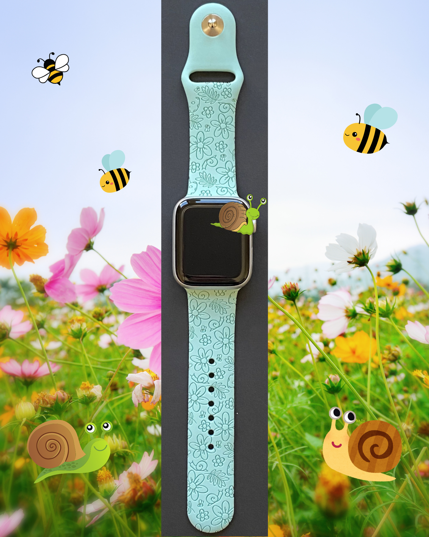 Spring Blooms and Snails Apple Watch Band