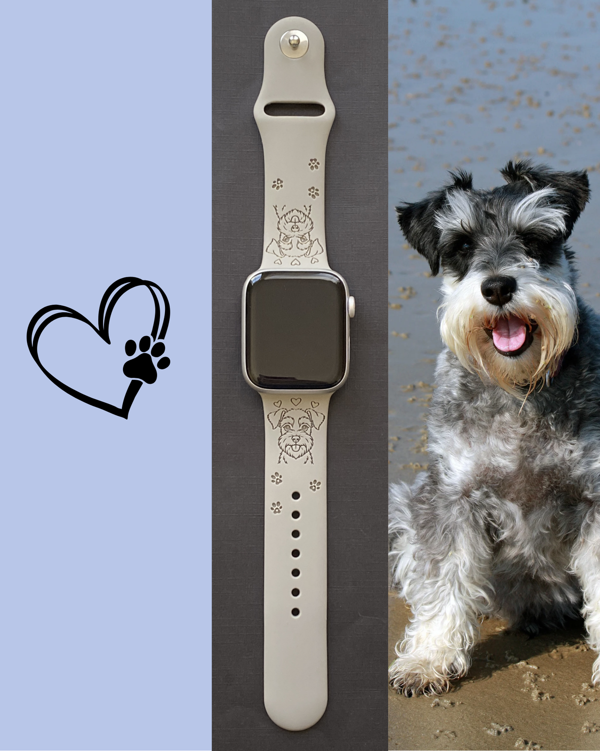 Happy Schnauzer Face Dog Watch Band For Apple Watch