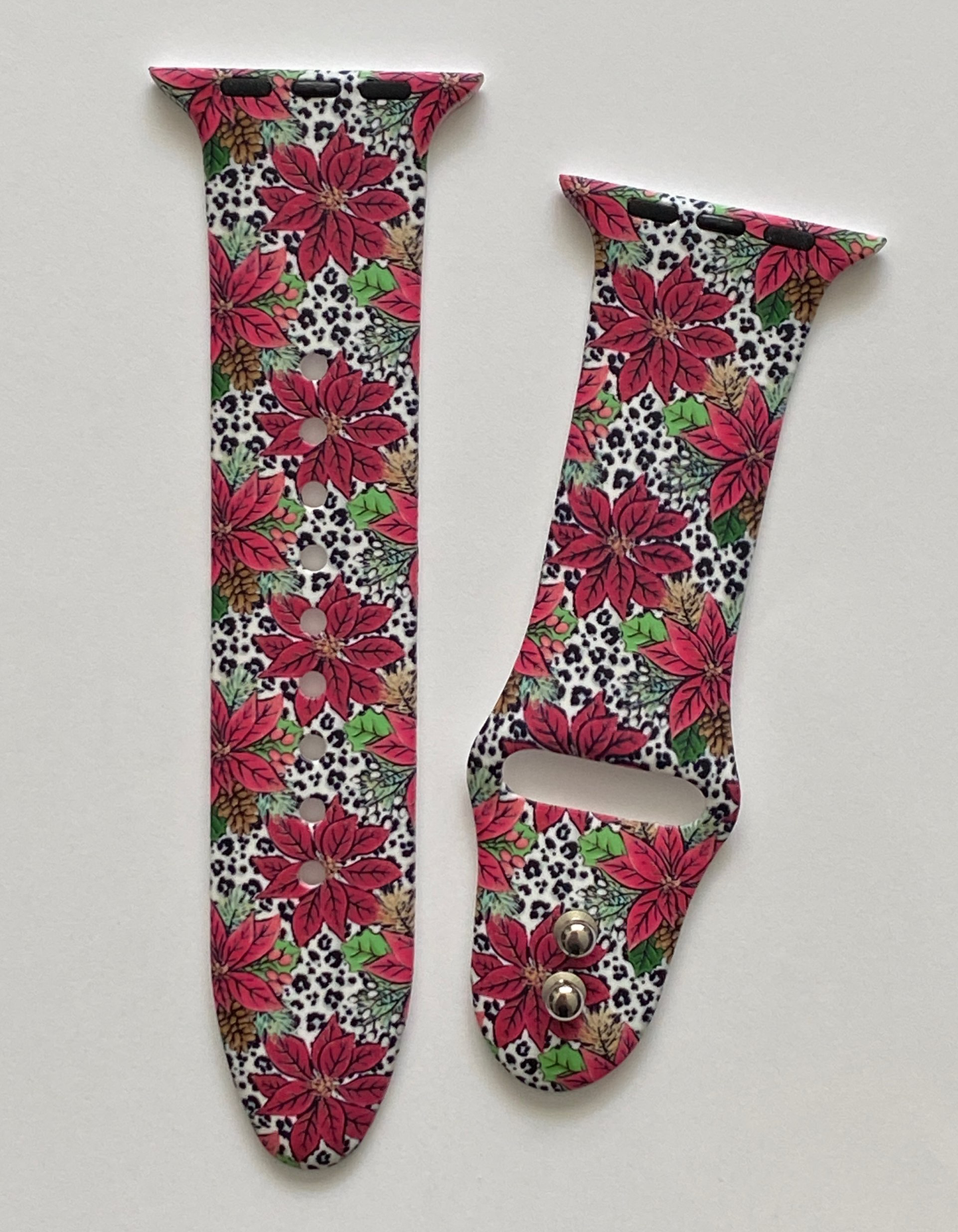 Snow Leopard Poinsettia Apple Watch Band