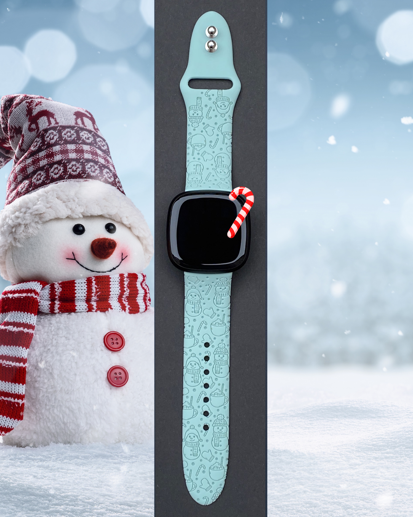 Snowman Candy Cane Fitbit Versa 3/Versa 4/Sense/Sense 2 Watch Band