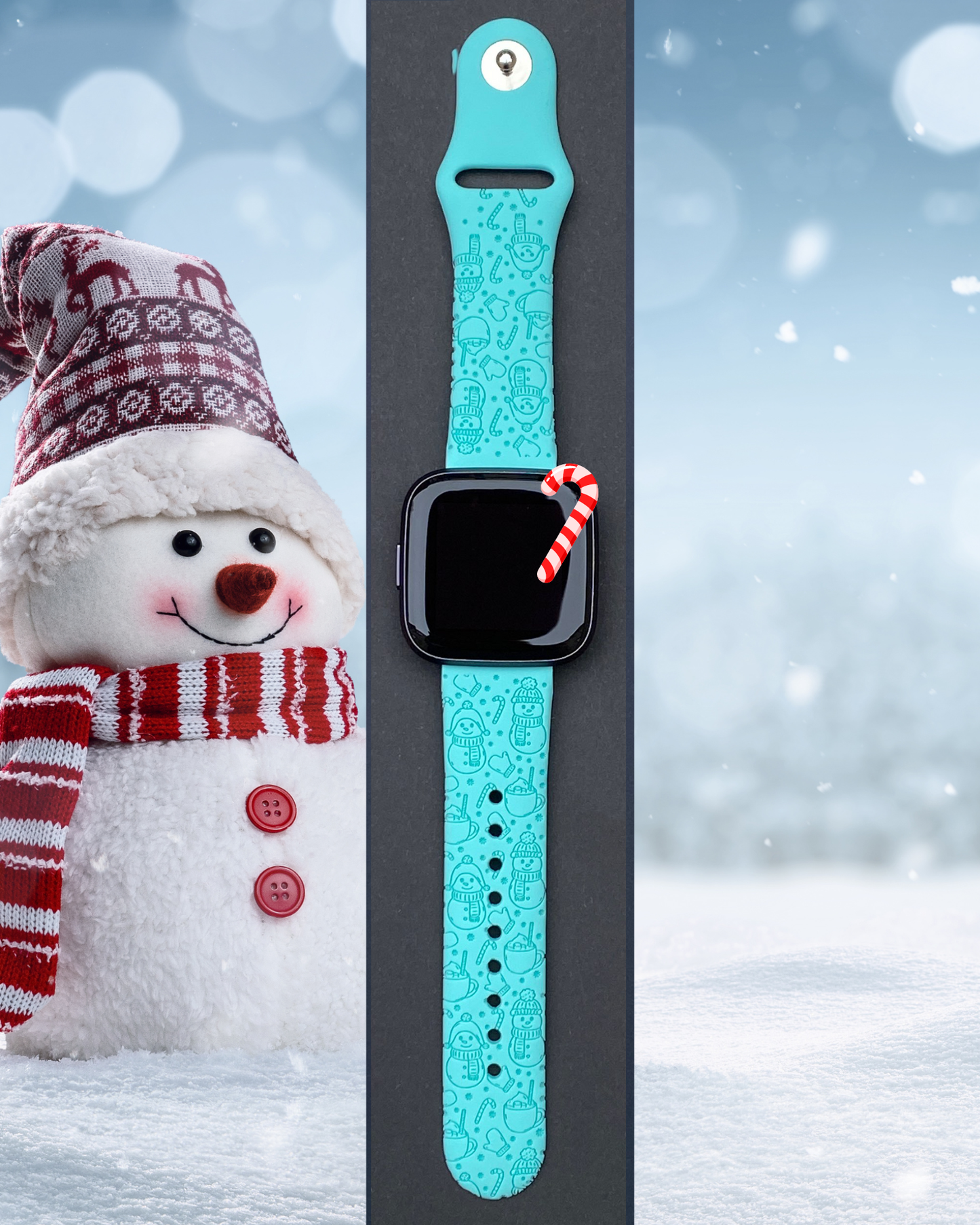 Snowman Candy Cane Fitbit Versa 1/2 Watch Band