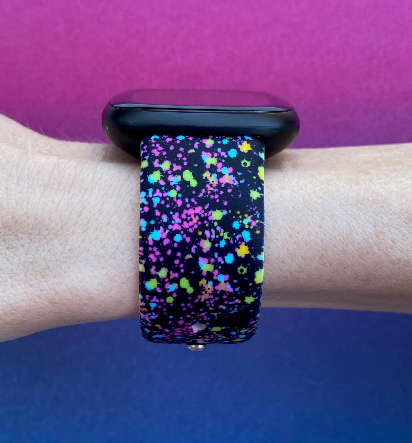 Black Splatter Fitbit Versa 3/Versa 4/Sense/Sense 2 Watch Band