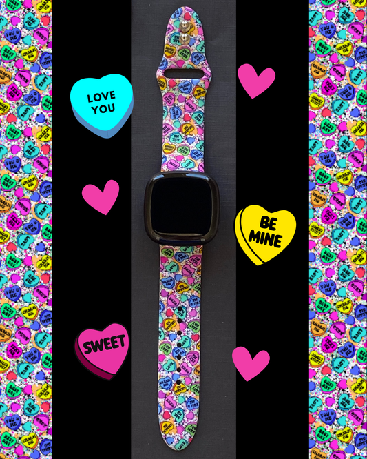 Candy Hearts Splatter Fitbit Versa 3/Versa 4/Sense/Sense 2 Watch Band