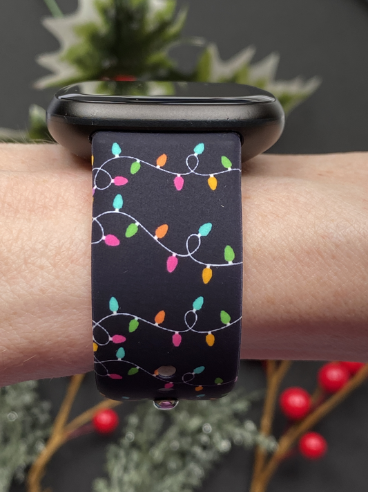 Christmas String Lights Black Fitbit Versa 3/Versa 4/Sense/Sense 2 Watch Band