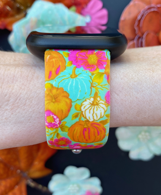 Pumpkins Floral Fitbit Versa 1/2 Watch Band