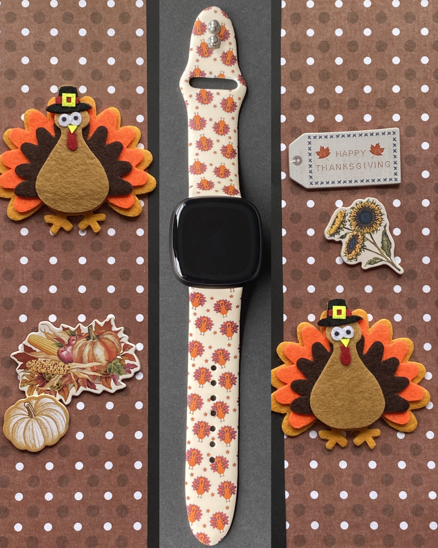 Thanksgiving Turkeys Fitbit Versa 3/Versa 4/Sense/Sense 2 Watch Band