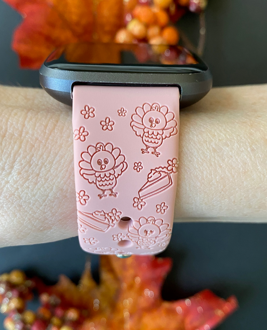 Thanksgiving Turkey Floral Fitbit Versa 1/2 Watch Band