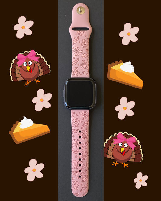 Thanksgiving Turkey Floral Fitbit Versa 1/2 Watch Band