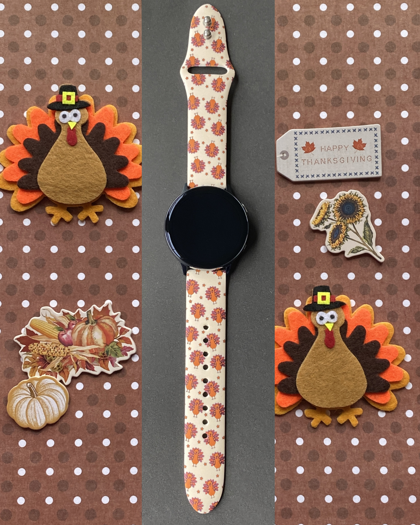 Thanksgiving Turkeys Samsung Galaxy Watch Band
