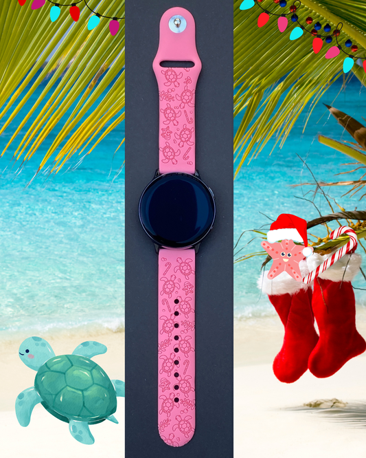 Tropical Christmas Turtles 20mm Samsung Galaxy Watch Band