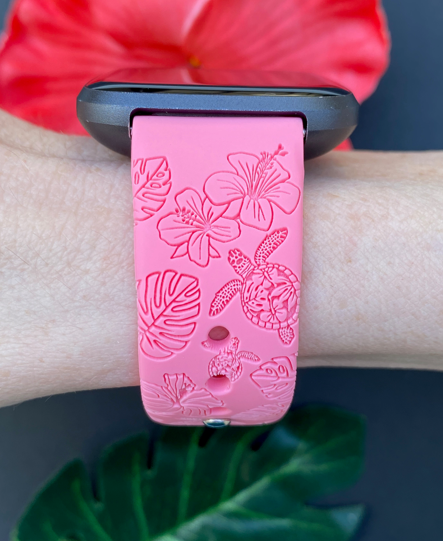 Hibiscus Turtles Fitbit Versa 1/2 Watch Band