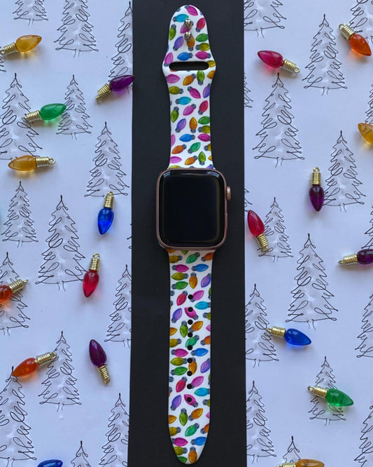 Christmas Lights White Watch Band For Apple Watch