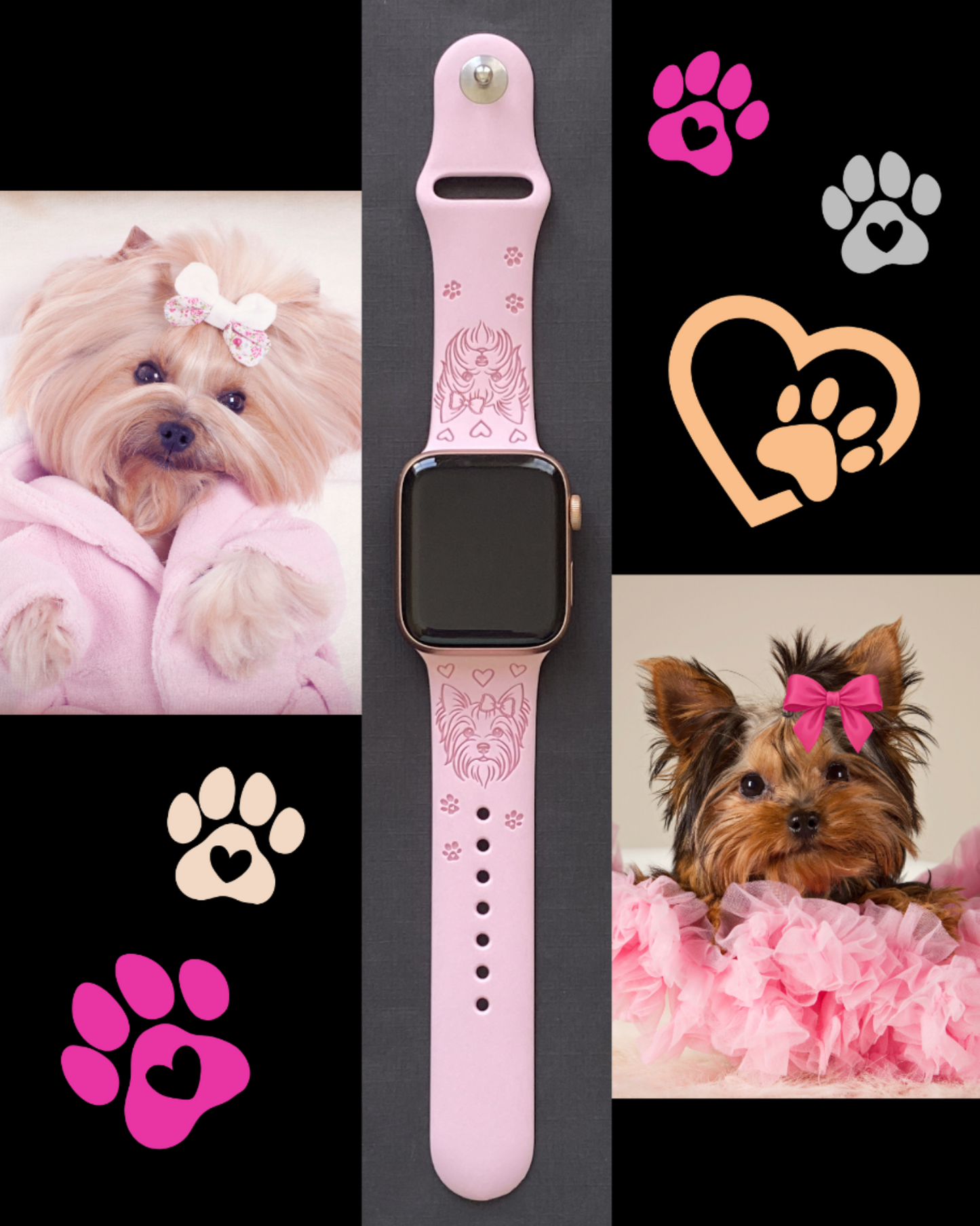 Yorkie With Bow Dog Watch Band For Apple Watch