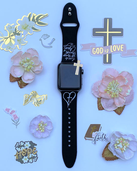 Cross and Verse Black Apple Watch Band