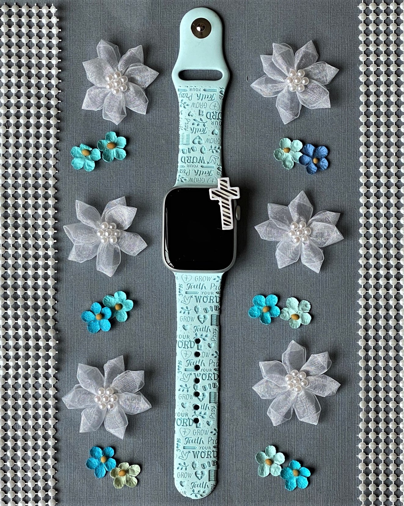 Light Teal Religious Apple Watch Band