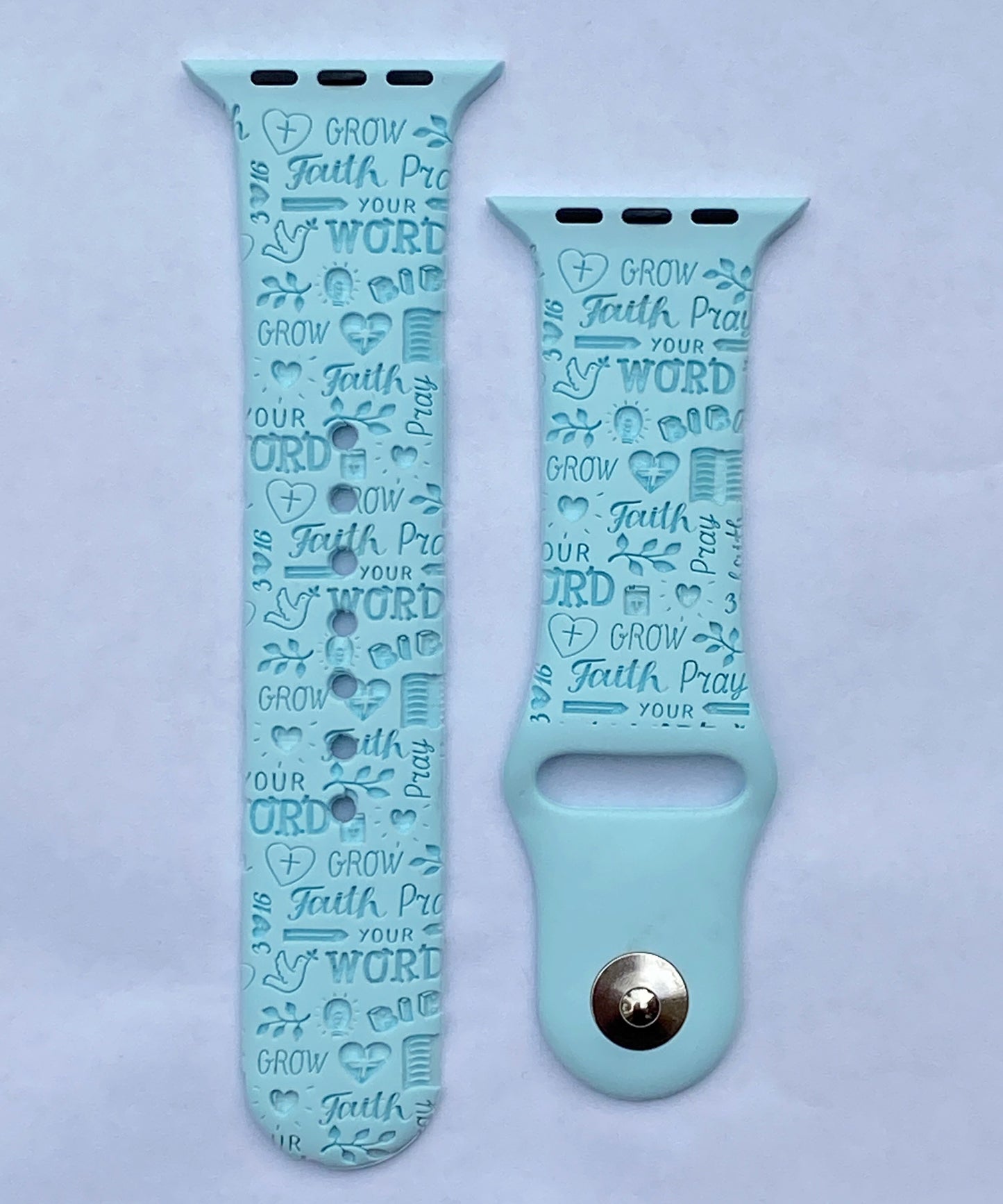Light Teal Religious Apple Watch Band