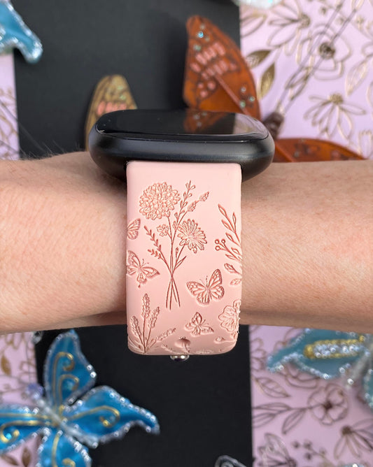 Butterflies and Wildflowers Fitbit Versa 3/Versa 4/Sense/Sense 2 Watch Band