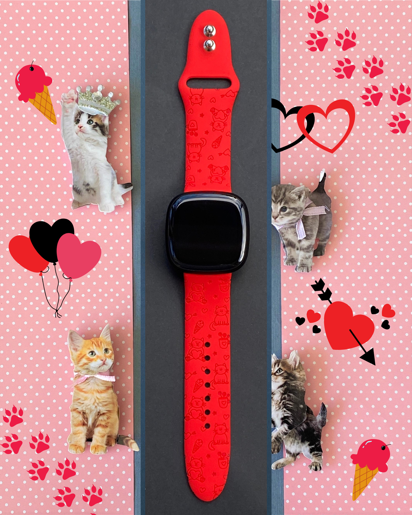 Cat Love Valentine Fitbit Versa 3/Versa 4/Sense/Sense 2 Watch Band