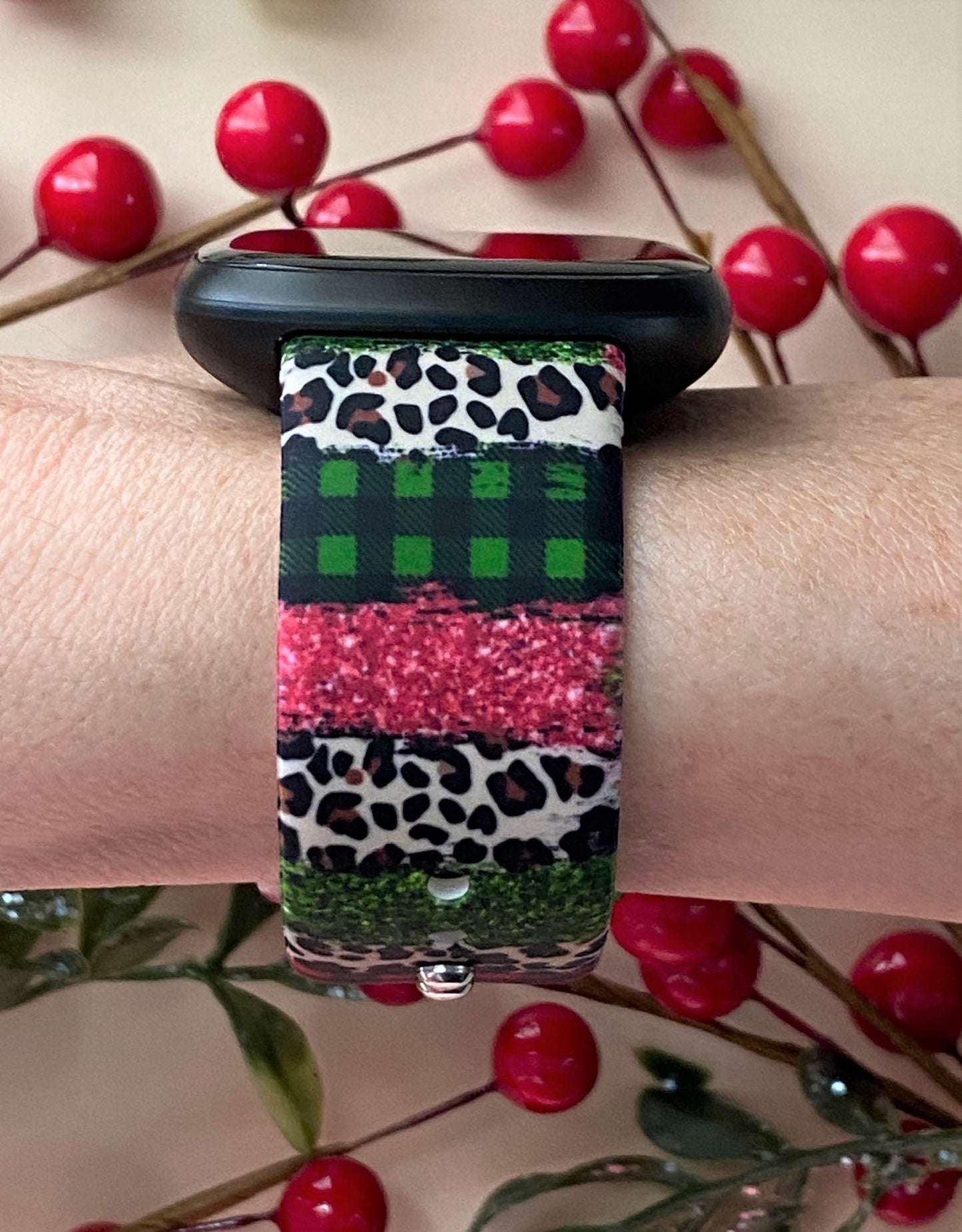 Christmas Leopard Fitbit Versa 3/Versa 4/Sense/Sense 2 Watch Band