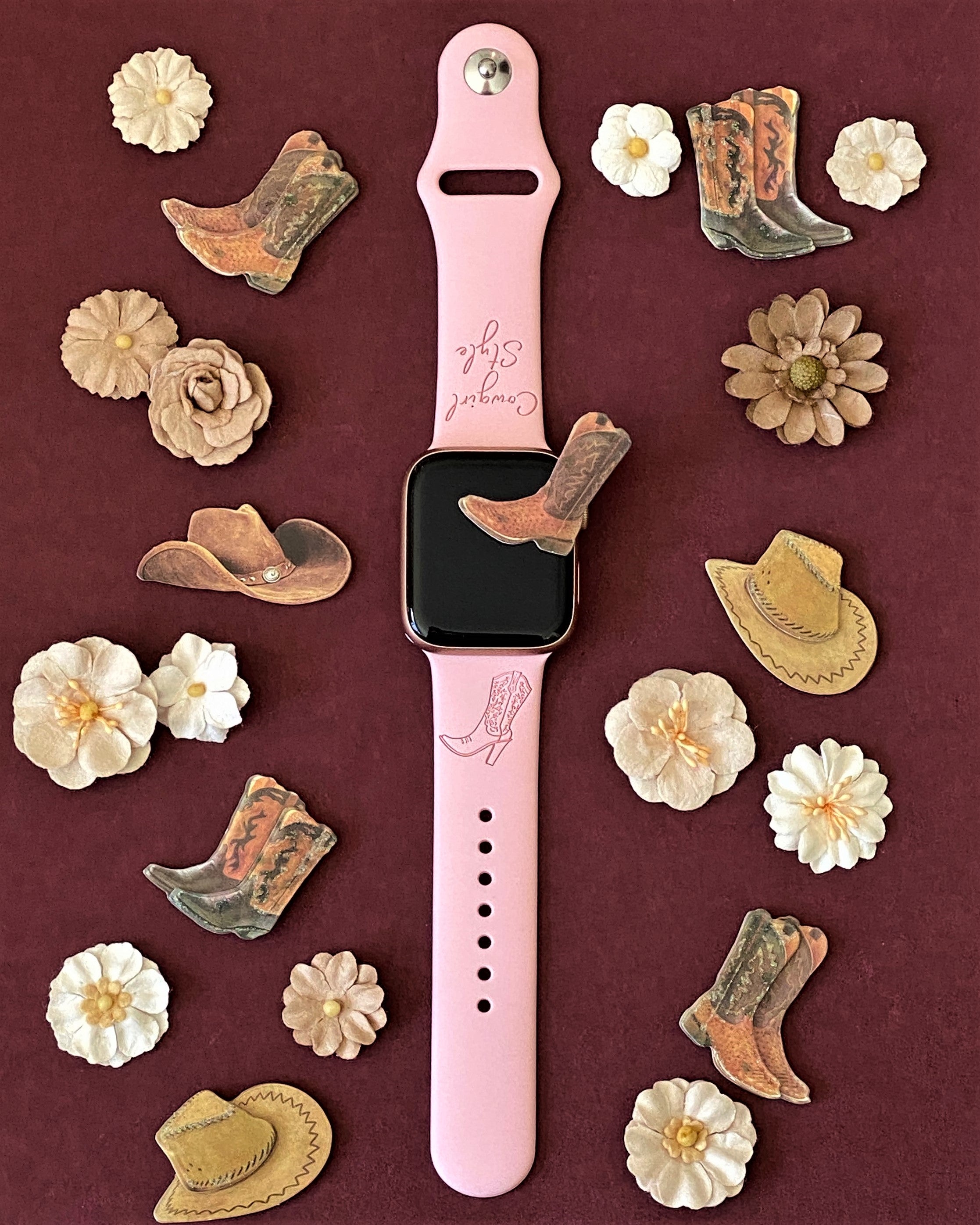 Cowgirl Apple Watch Silicone Engraved Band Lux Bands Shop