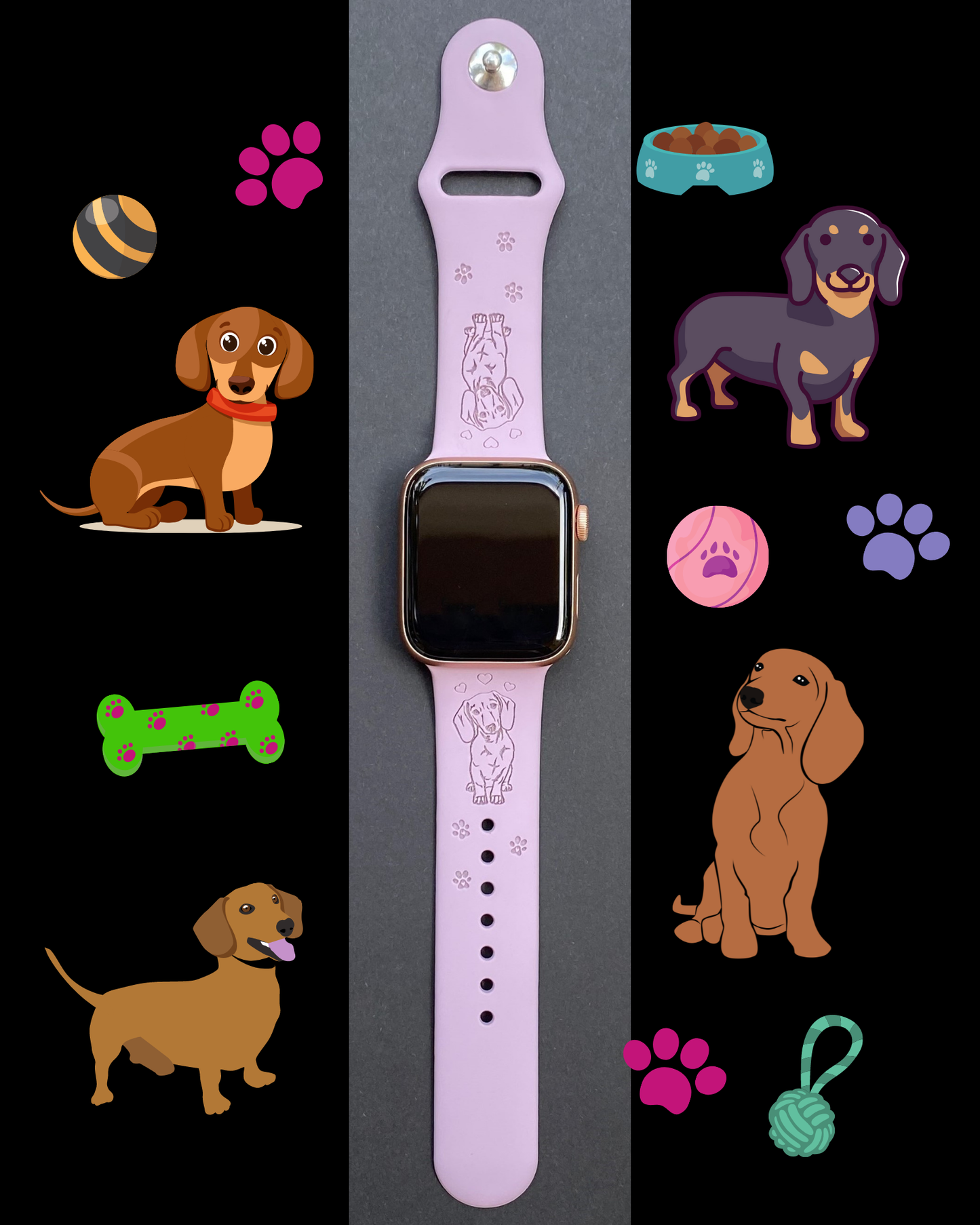 Dachshund Dog Apple Watch Silicone Engraved Band Lux Bands Shop