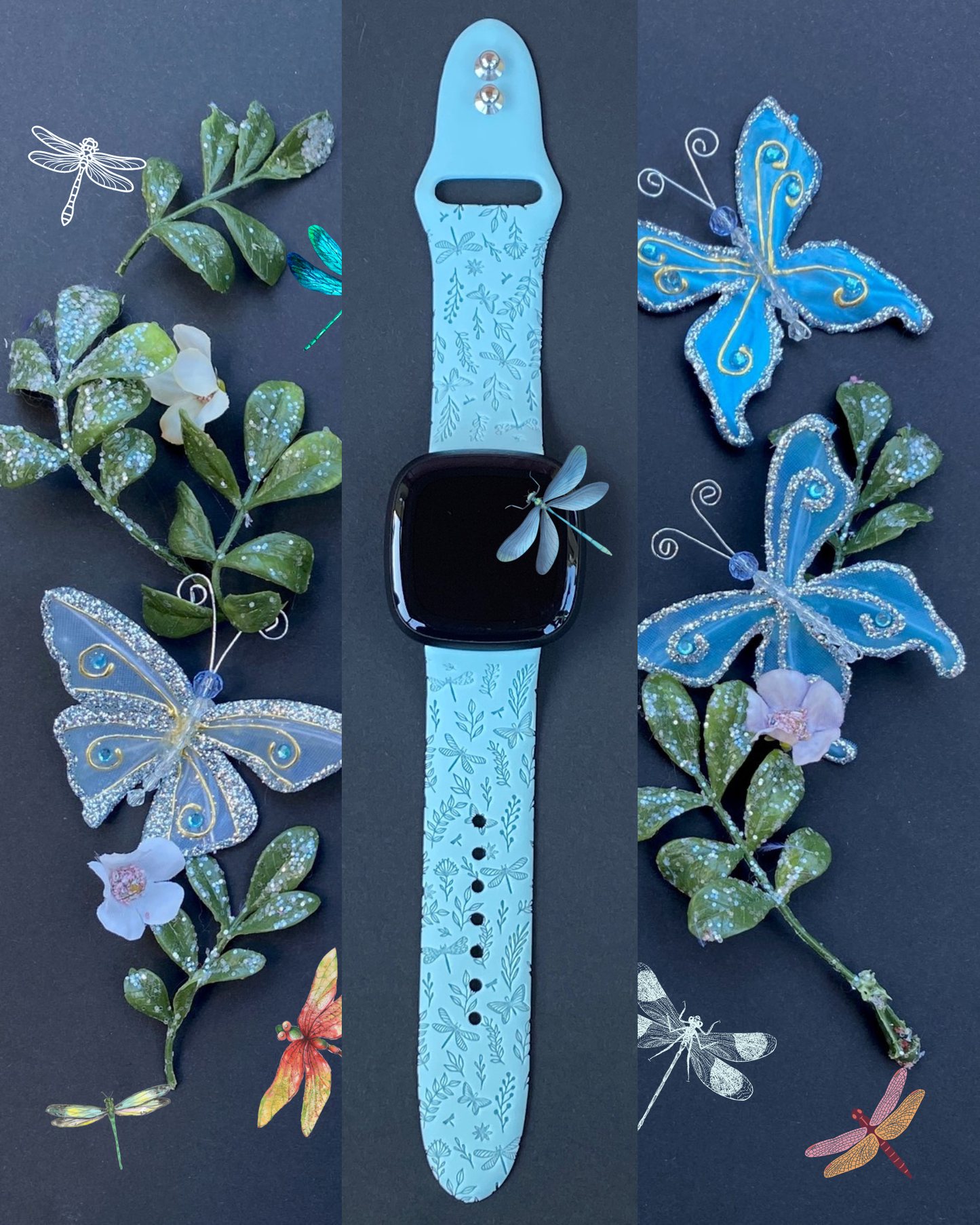 Dragonfly and Butterflies Fitbit Versa 3/Versa 4/Sense/Sense 2 Watch Band