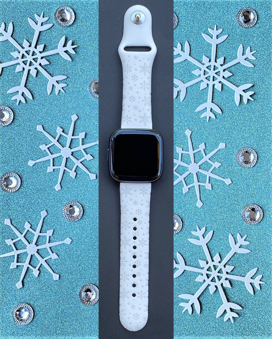 White Snowflake Fitbit Versa 1/2 Watch Band