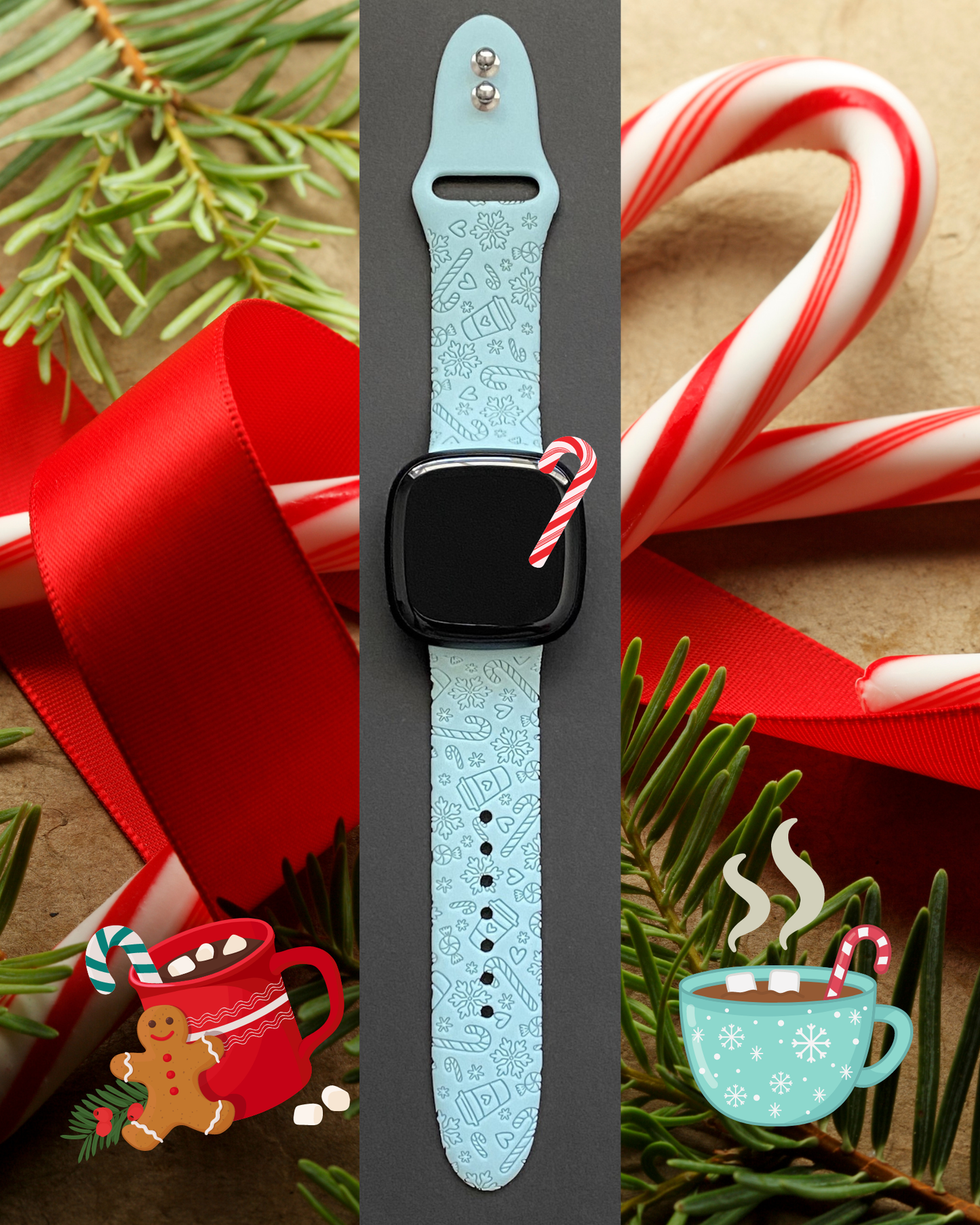 Candy Cane Christmas Fitbit Versa 3/Versa 4/Sense/Sense 2 Watch Band
