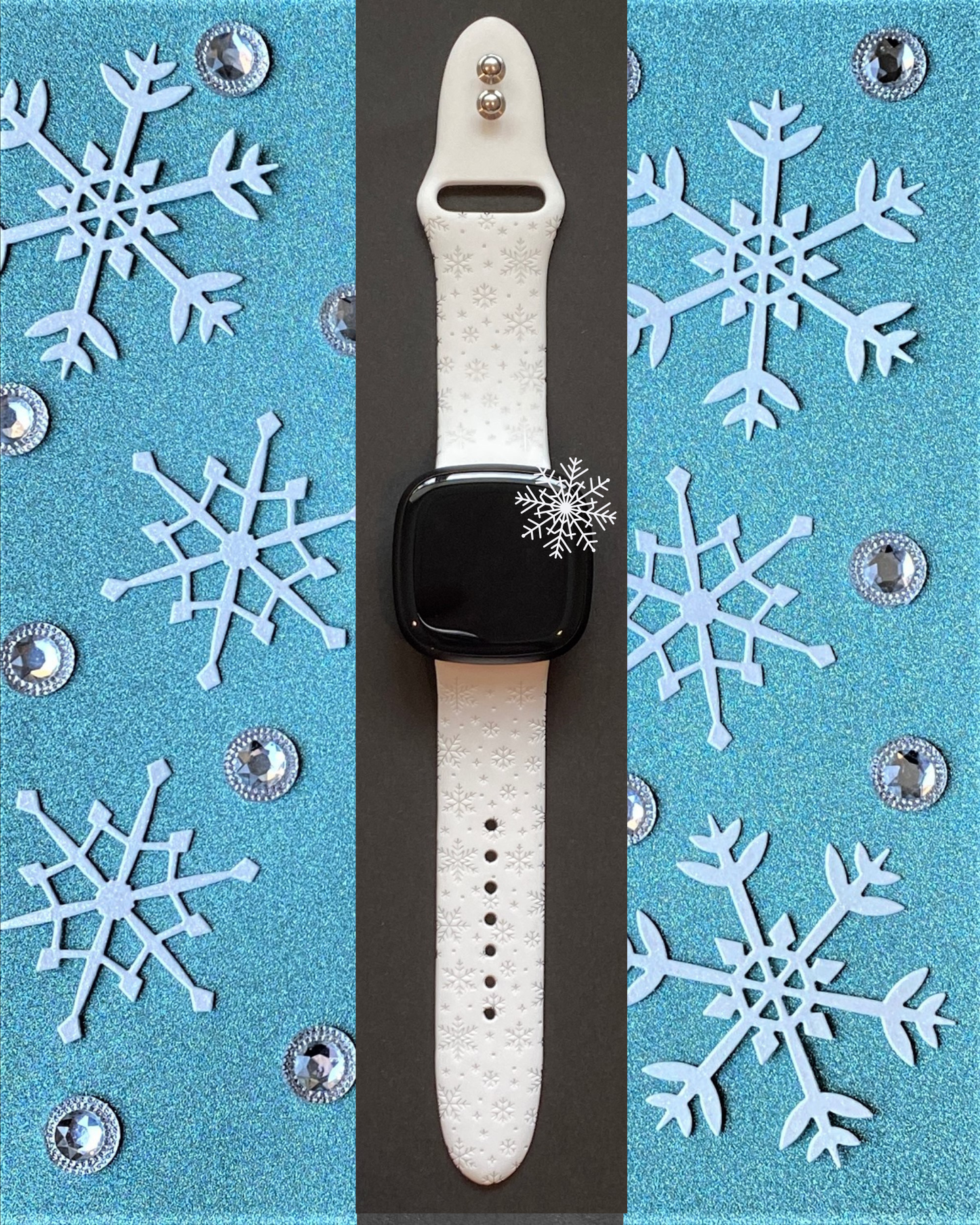 White Snowflake Fitbit Versa 3/Versa 4/Sense/Sense 2 Watch Band