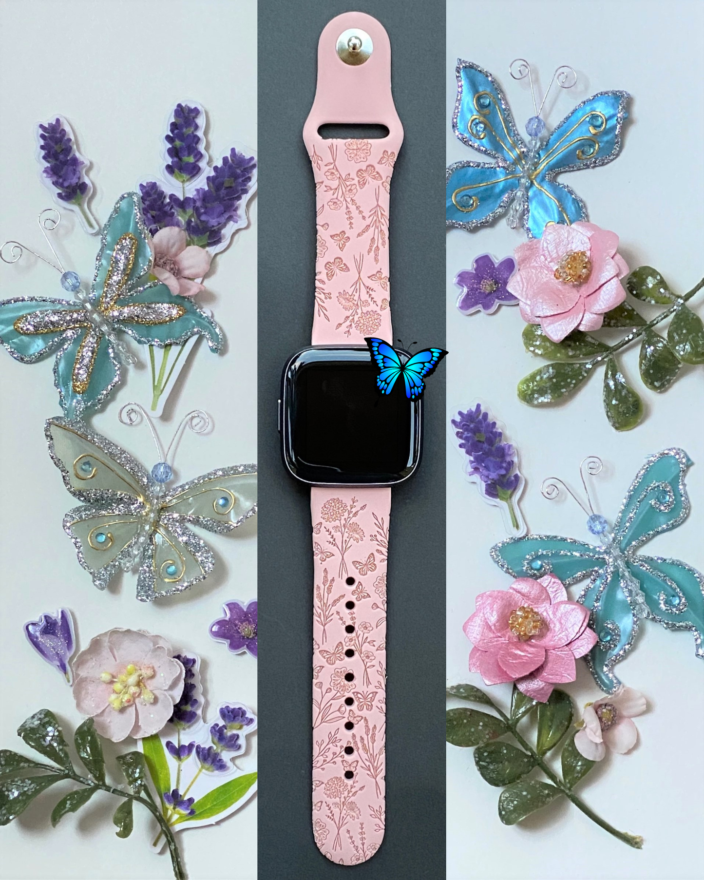 Butterflies and Wildflower Fitbit Versa 1/2 Watch Band