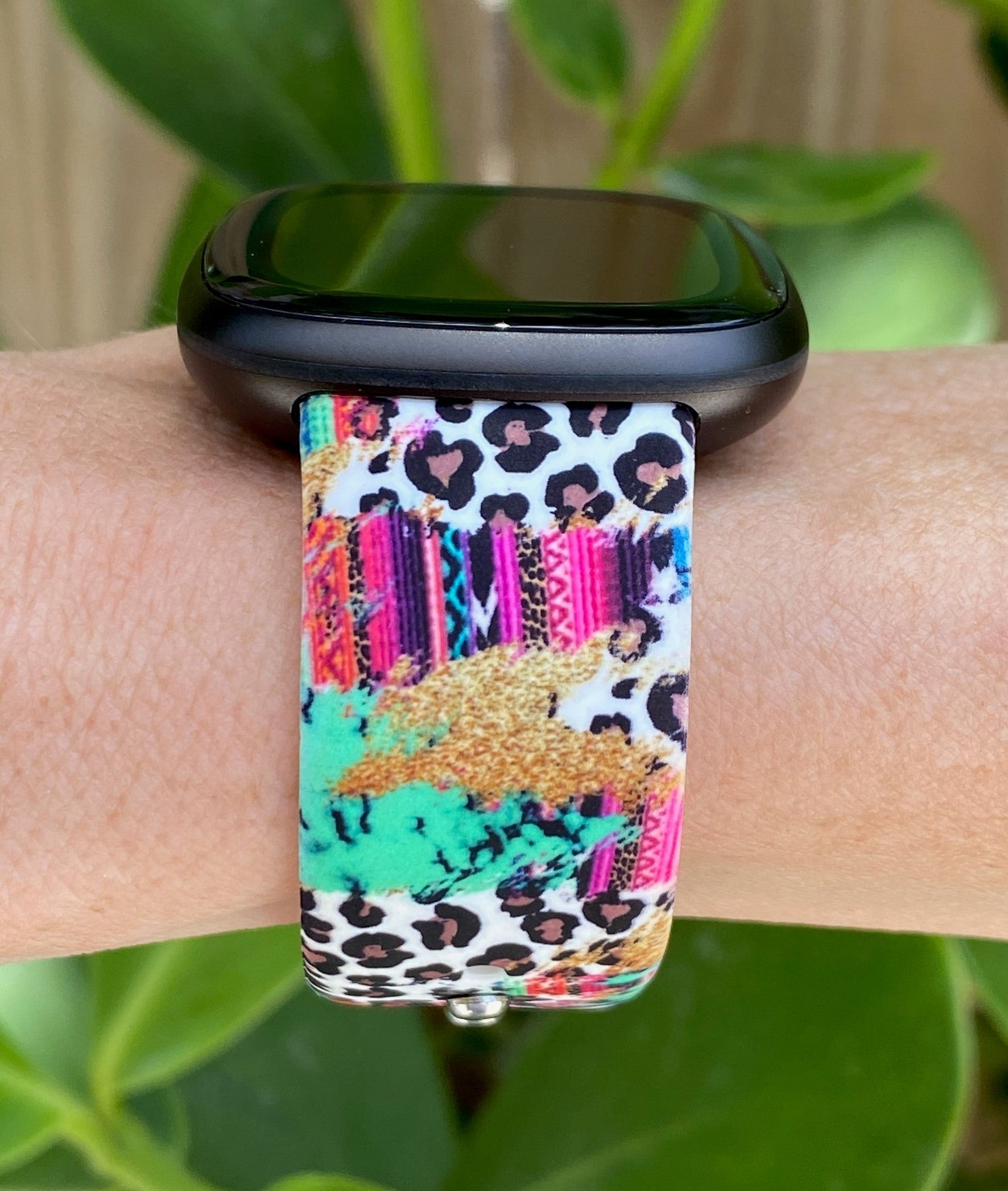 Leopard print cheap fitbit versa band