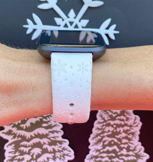 White Snowflake Fitbit Versa 1/2 Watch Band