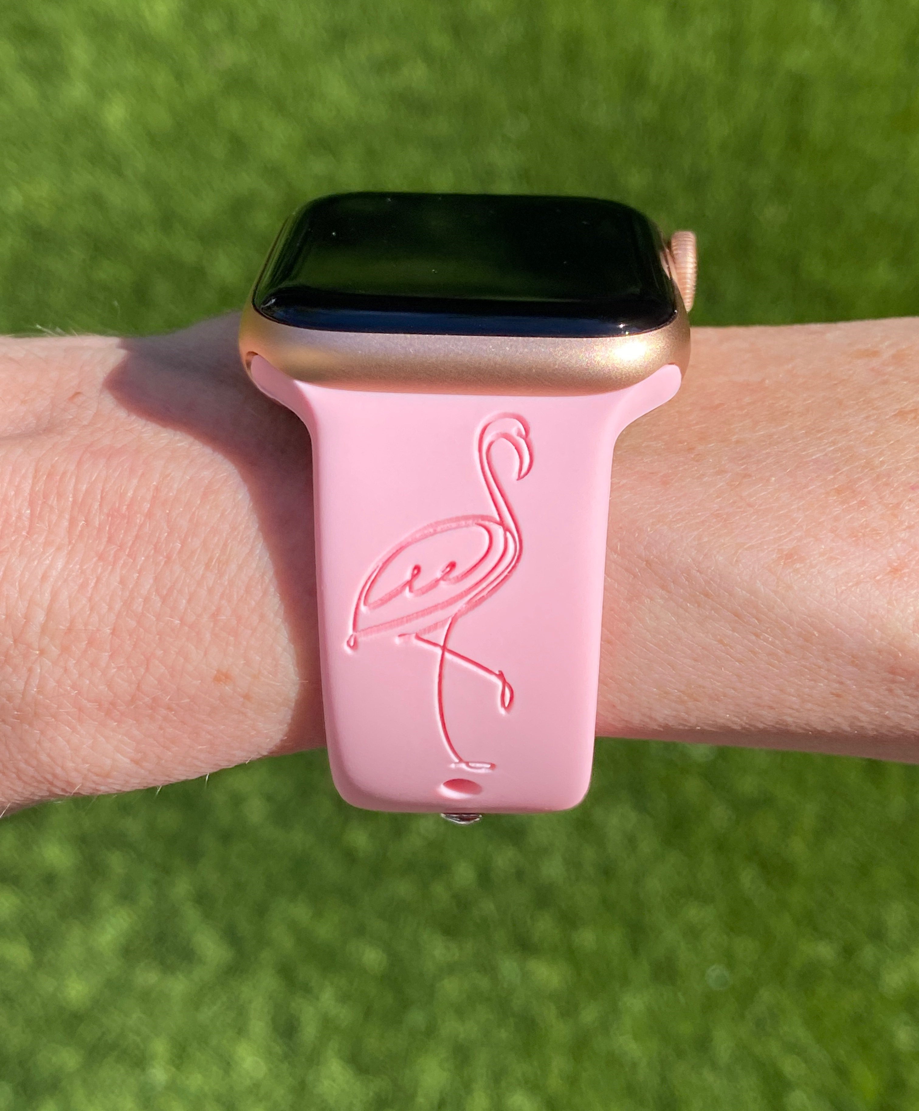 Flamingo Apple Watch Silicone Engraved Band Lux Bands Shop