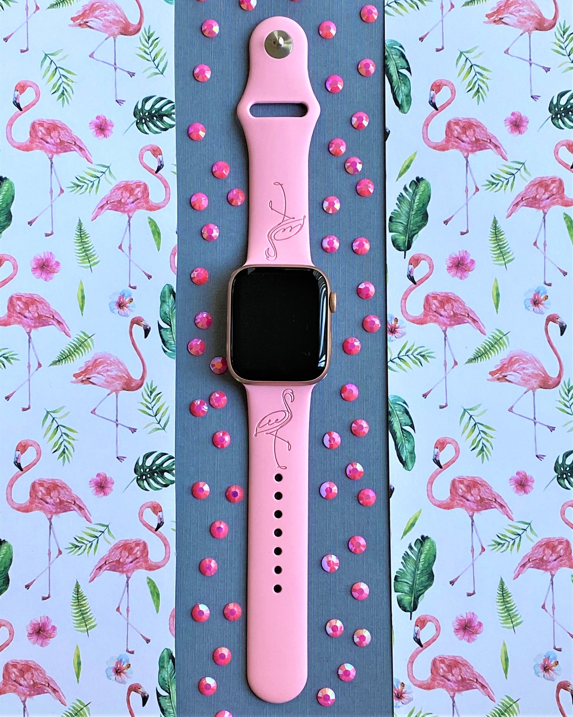 Flamingo Apple Watch Silicone Engraved Band Lux Bands Shop