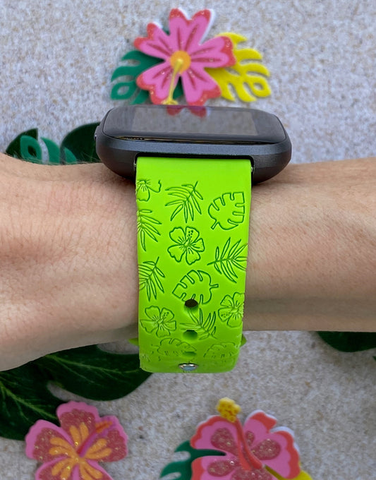 Hibiscus and Leaves Fitbit Versa 1/2 Watch Band