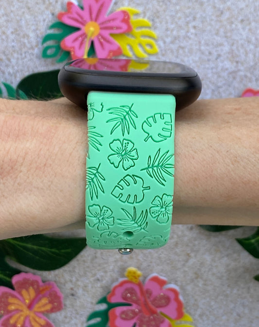 Hibiscus and Leaves Fitbit Versa 3/Versa 4/Sense/Sense 2 Watch Band