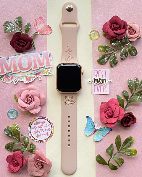 Wild Flower Apple Watch Silicone Engraved Band – Lux, 47% OFF